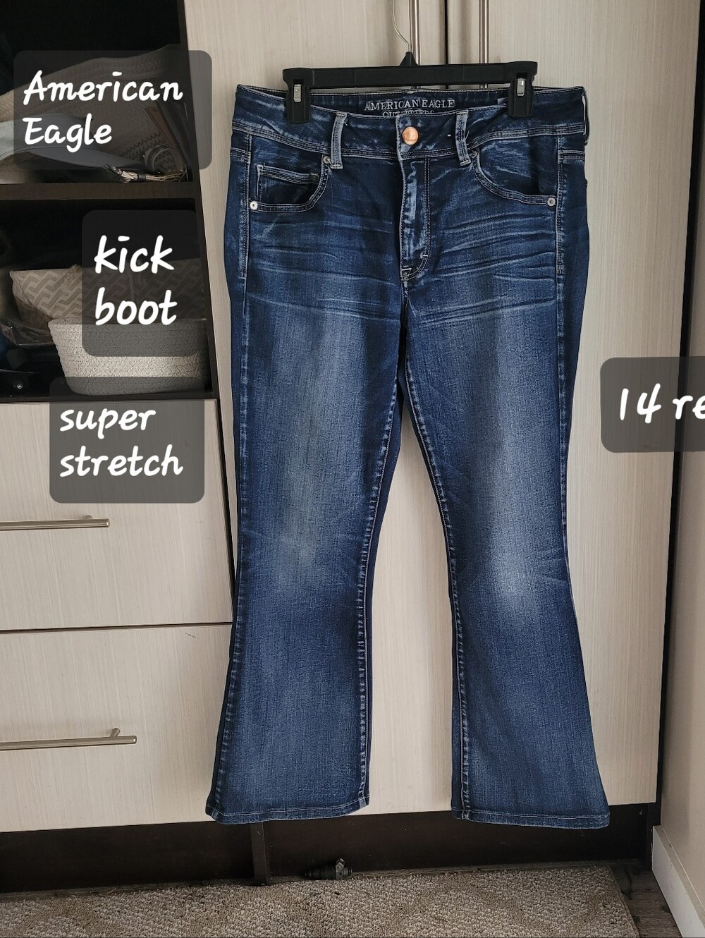 American Eagle Outfitters Dark Blue Kick Boot Jeans